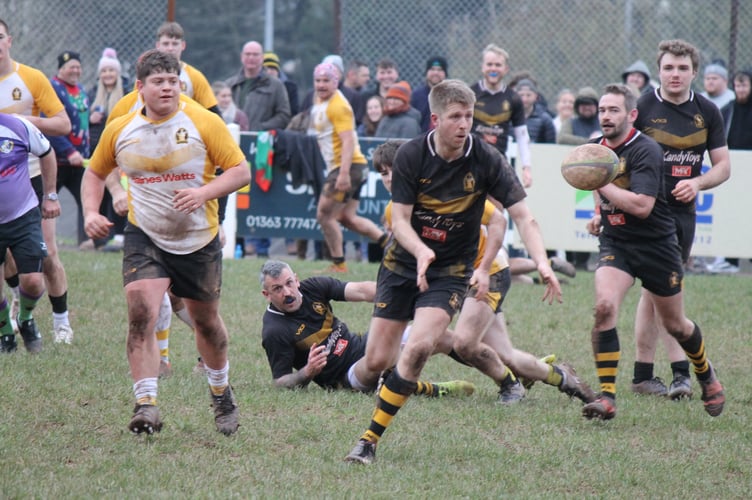 Away with the ball during the Crediton RFC Boxing Day game.  AQ 0881
