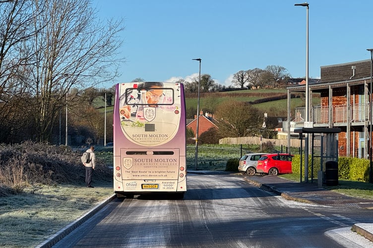 A double decker bus and a passenger who has just got off at Joseph Locke Way on Monday, January 5.  AQ 1790
