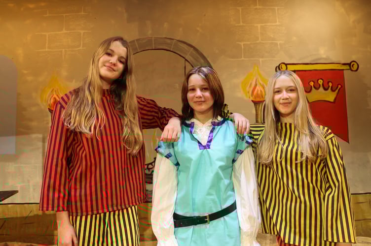 The hero, Dave Nave aka Dangerous Dave, played by Annabelle Harris (13), centre is flanked by two henchmen. AQ 0913