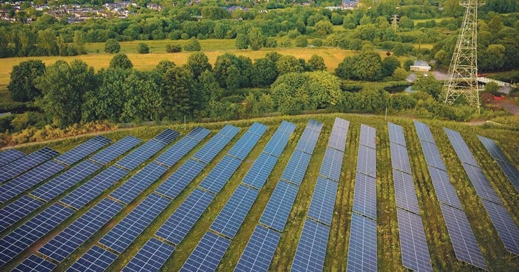 The array of solar panels at Exeter’s Smart Grid and Storage Project.
