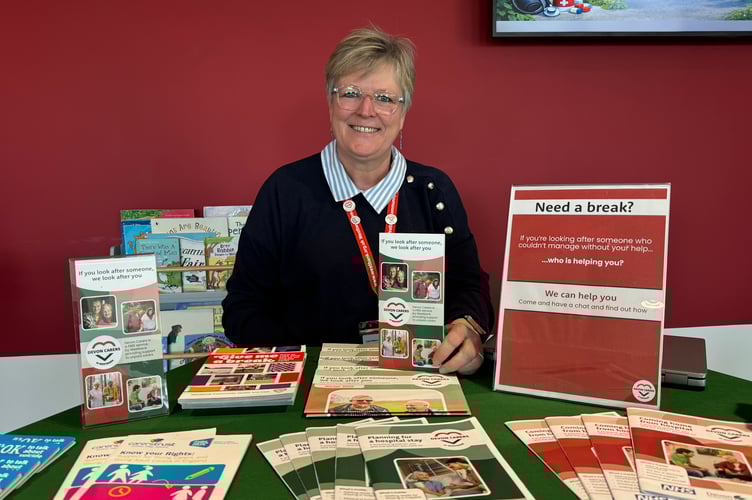 Suzie Walters-Jeffries, from Devon Carers at Westbank, talked to people about the wide range of services offered.  AQ 2024
