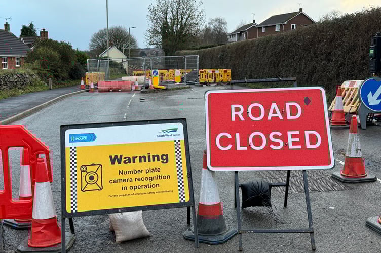 The road closure and camera warning signs at Exhibition Road.  AQ 2515
