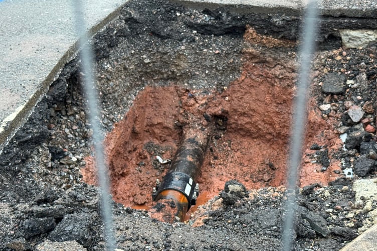 The repaired water main which burst in Exhibition Road.  AQ 2514
