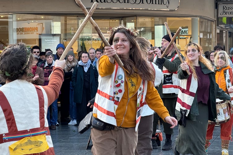 Morris dancers at the counter protest in Bedford Square.  AQ 2615
