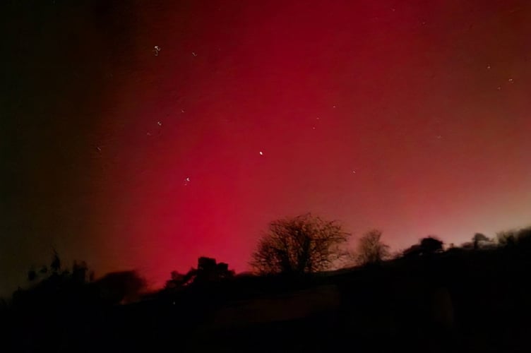 An image taken from North Tawton of the Aurora Borealis.
