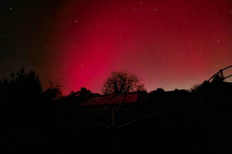 An image taken from North Tawton of the Aurora Borealis.
