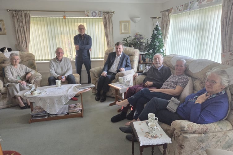 Sir Mel Stride MP with park home residents at New Park, Bovey Tracey