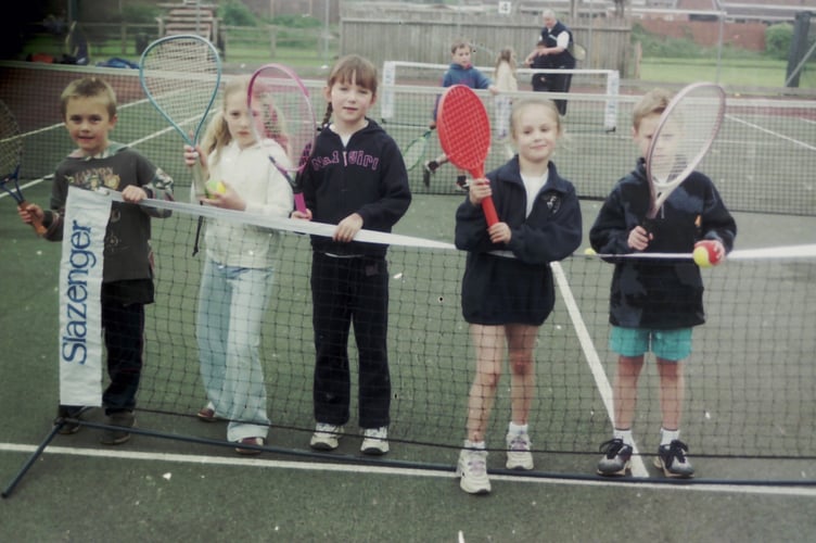 Children who went along to an open day run by Crediton Tennis Club in April 2004. DSC00278