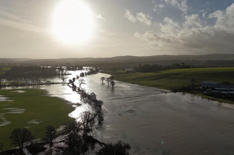 A drone image of flooding in the Crediton area on Tuesday, January 27 by Matthew Worden.

