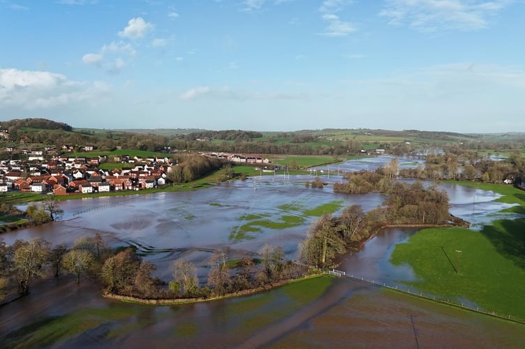 A drone image of flooding in the Crediton area on Tuesday, January 27 by Matthew Worden.
