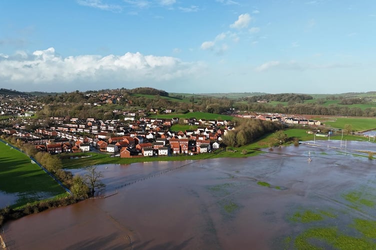 A drone image of flooding in the Crediton area on Tuesday, January 27 by Matthew Worden.

