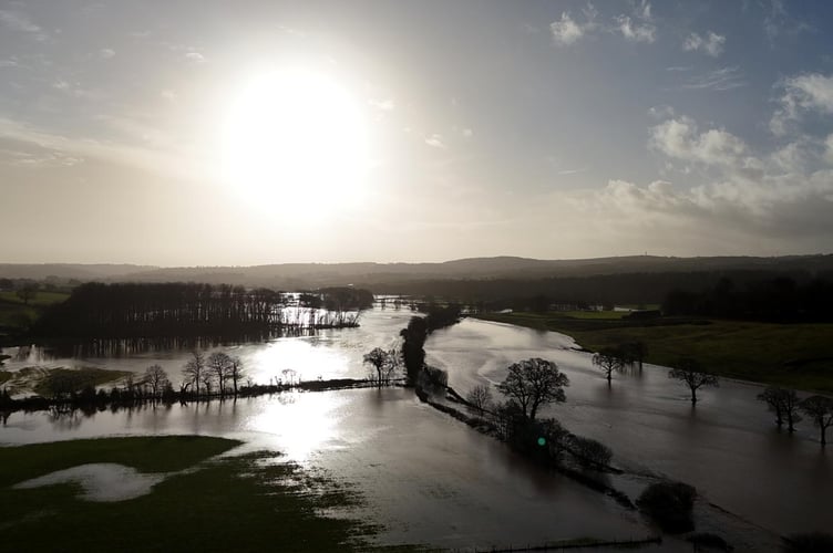 A drone image of flooding in the Crediton area on Tuesday, January 27 by Matthew Worden.
