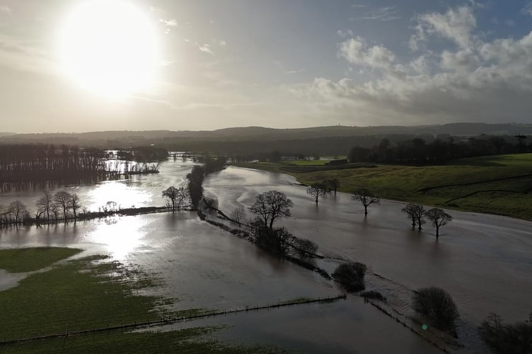 A drone image of flooding in the Crediton area on Tuesday, January 27 by Matthew Worden.
