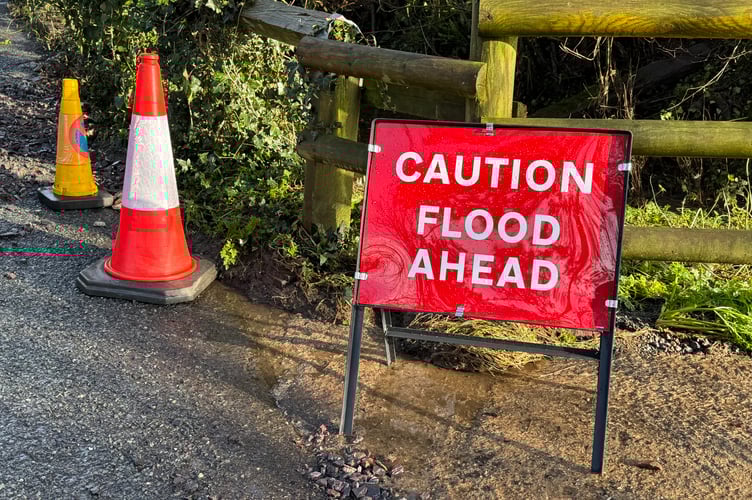One of the signs put out in Station Road, Newton St Cyres.  AQ 3174
