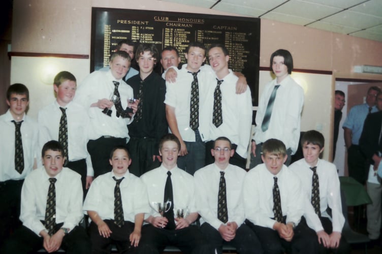 Crediton RFC Junior Under 15s with cups in May 2004. DSC00550