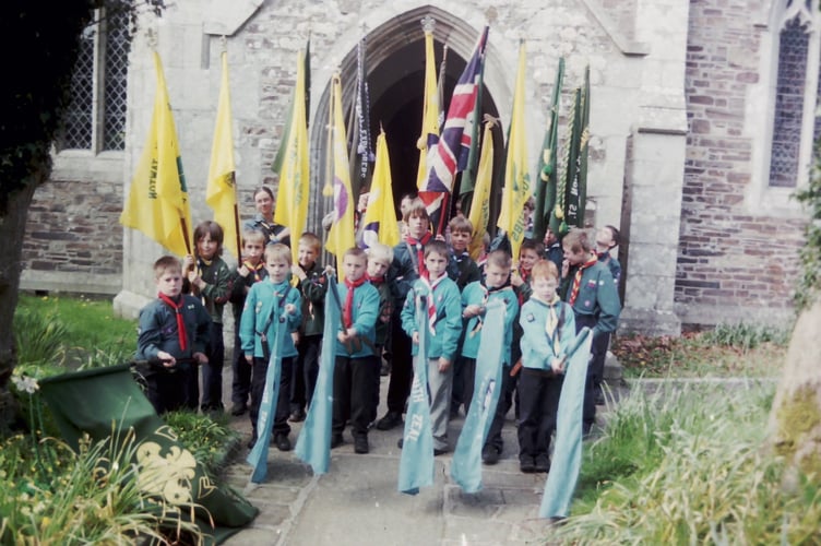 Scout troops at the St George's Day parade at Okehampton in April 2004. DSC00381