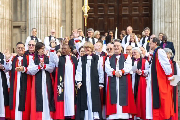 Former Crediton Bishop Sarah Mullally, centre, after she was confirmed Archbishop of Canterbury on January 28.
