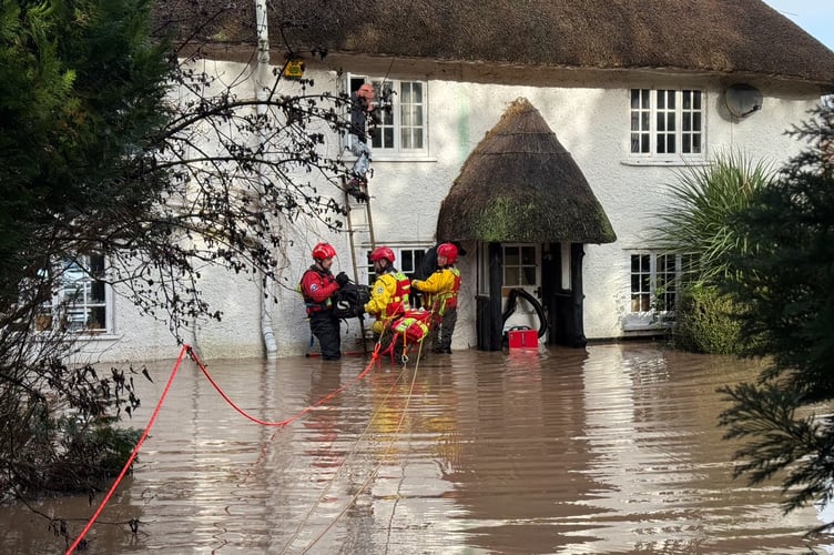 North Dartmoor Search and Rescue dealing with a rescue at Ottery St Mary during Storm Chandra.
