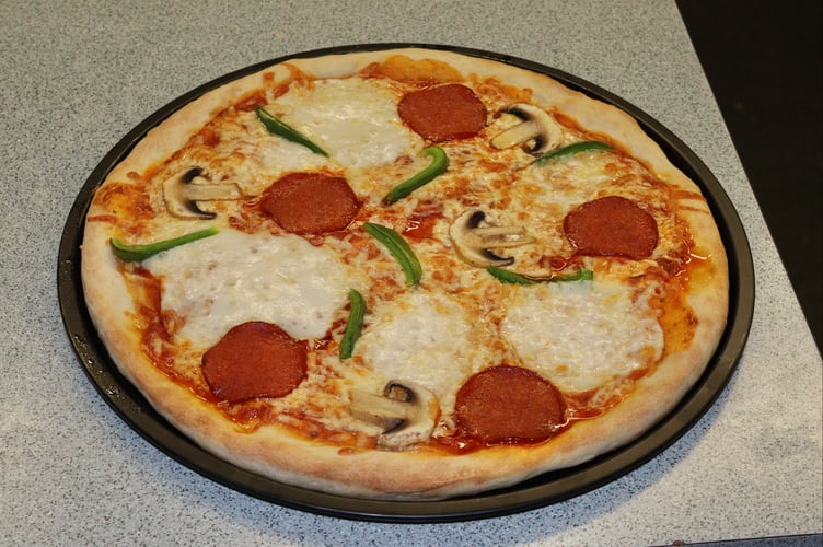 A finished pizza