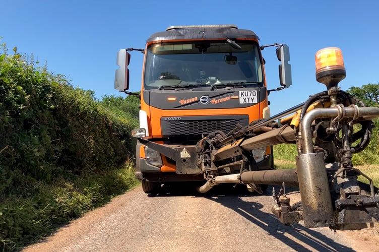 The Dragon Patcher pothole repair machine owned by Devon County Council.
