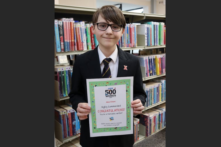 Alex Chant with his BBC 500 Highly Commended Certificate.
