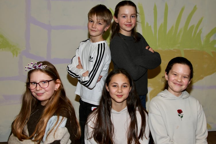 Young actors in Sleeping Beauty, back, from left, Louis Parks and Molly Hockridge and front, Macie Carter, Abby Hewins and Tabby Crocker.
