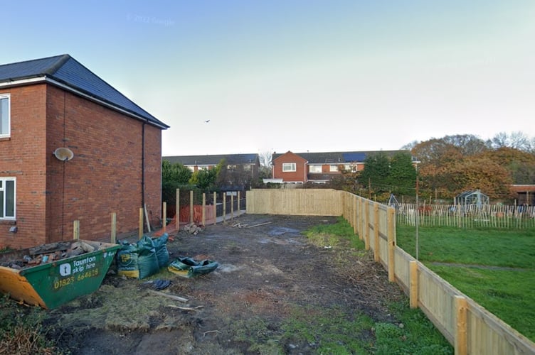 A picture from 2022 of the intended site on the single Z Pods property in Fir Close, Willand.