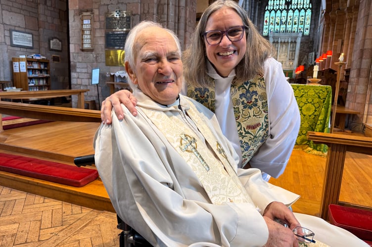 Rev Michael Hall and his daughter, Rev Janet May following the anniversary service.  AQ 4628
