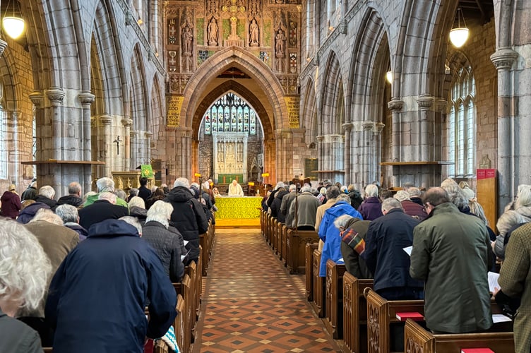 There was a large congregation for the anniversary service in Crediton Parish Church.  AQ 4579

