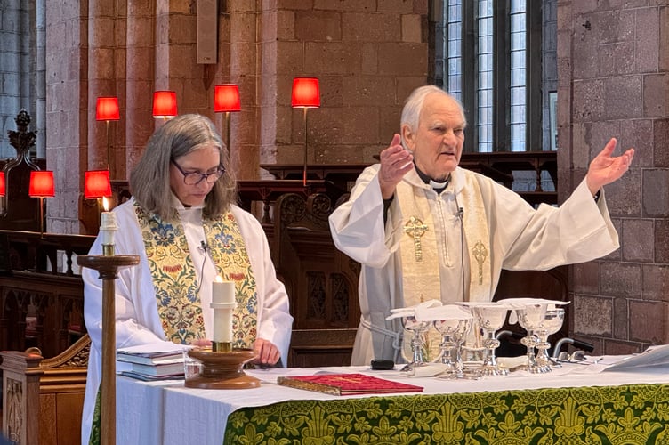 Rev Michael Hall and his daughter, Rev Janet May during the anniversary service.  AQ 4593
