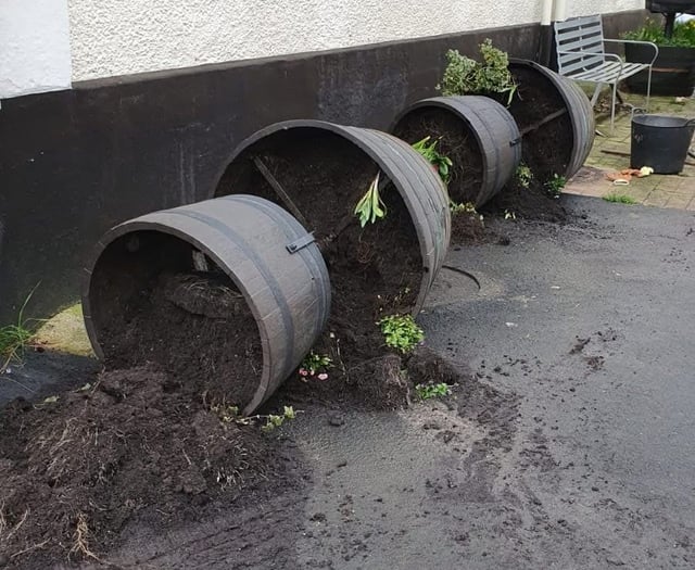 Town council condemns floral tower damage
