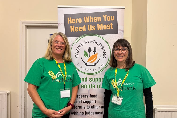 Keri Storey, chair of Crediton Foodbank, left, and Trustee Nicola Nathan. AQ 3646