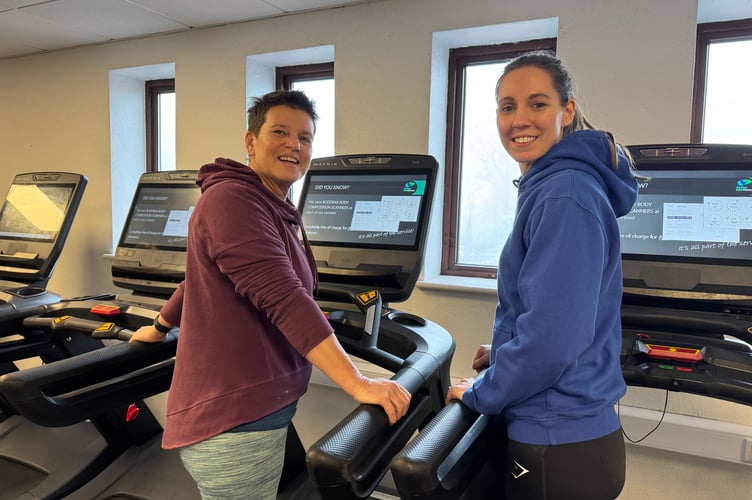 Corinne Waterford, left with Active Mid Devon Crediton fitness consultant Laura Jonckheere. AQ 2791