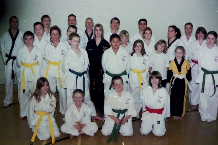 Tae Kwon Do students of Becky Brooks who received gradings and prizes in December 2004. DSC00018