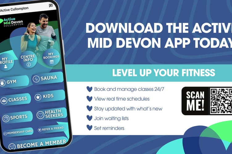 Leisure Centre users advised to use the Active Mid Devon app.
