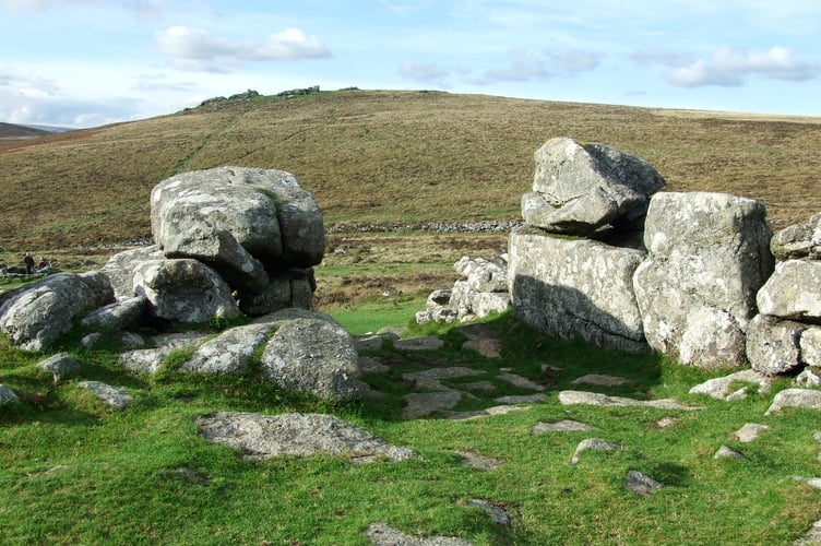 The entrance to Grimspound, Dartmoor’s best-known Bronze Age settlement.
