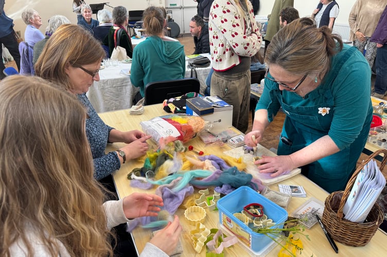 Significant Seams stall was busy with many having-a-go at needle felting. AQ 5284