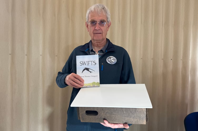 Edward Jackson of Crediton Swifts ran a stall about swifts and had swift boxes available as well as booklets which offered advice.  AQ 5295
