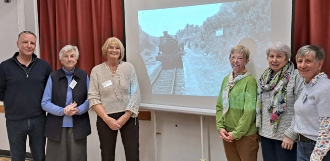 Some Tedburn St Mary WI members with Mark Chambers, following his presentation on Teign Valley Railway.
