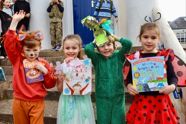 Youngsters in costume for World Book Day at Sandford School
