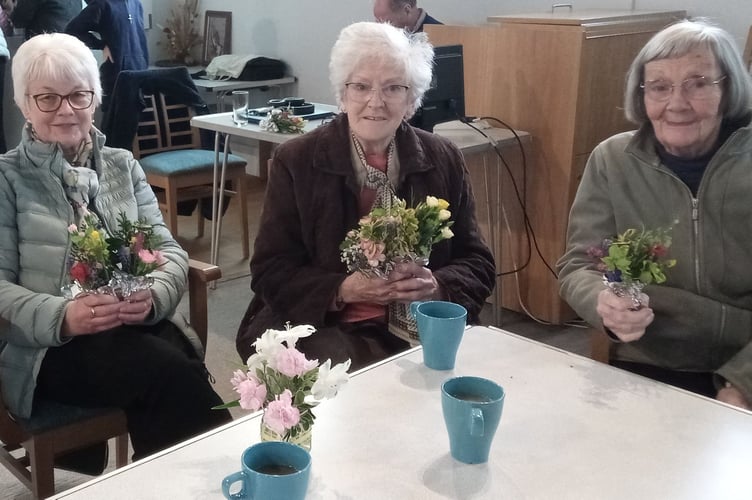 Posies were distributed around the congregation on Mothering Sunday at Crediton Methodist Church