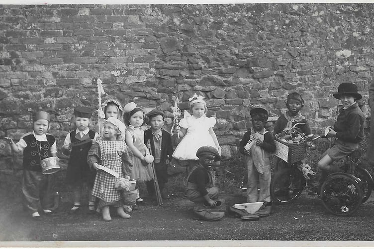 Some of the children in fancy dress at Cheriton Fitzpaine Carnival, year unknown.
