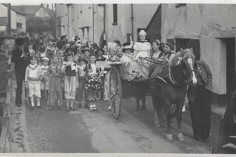 Cheriton Fitzpaine Carnival procession, year unknown.