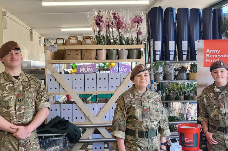 Crediton Army Cadets who collected donations for the Army Benevolent Fund at Crediton Morrisons store.
