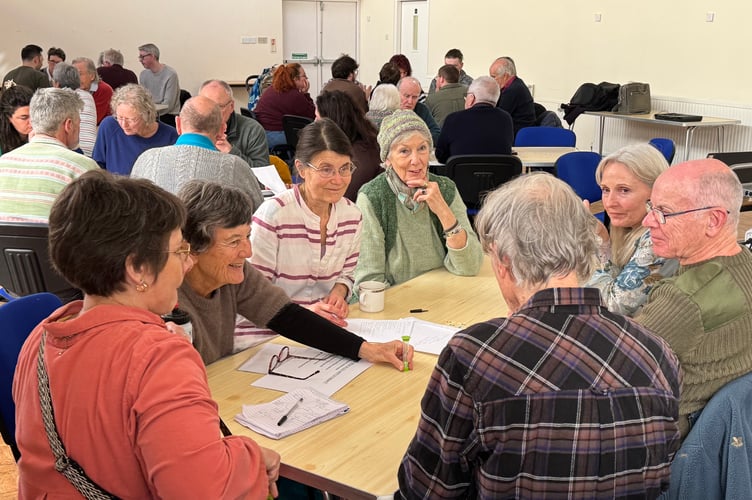 During round table discussions to hear people’s opinions at Crediton Community Conversation. AQ 6275