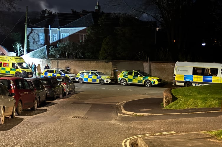 A few of the emergency services vehicles parked near the scene of the Crediton incident on Saturday, March 21.  AQ 6606

