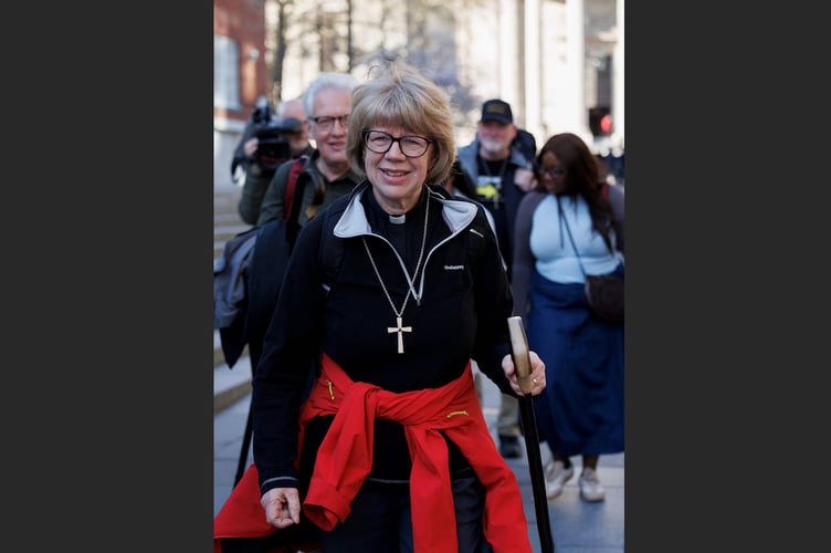 Archbishop Sarah during her recent pilgrimage walk to Canterbury.
