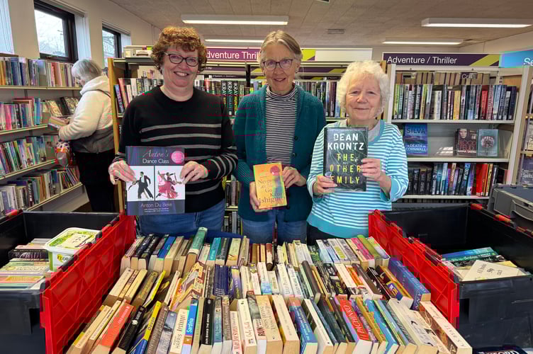 During a recent Friends of Crediton Library book sale of donated second hand books.  AQ 5793
