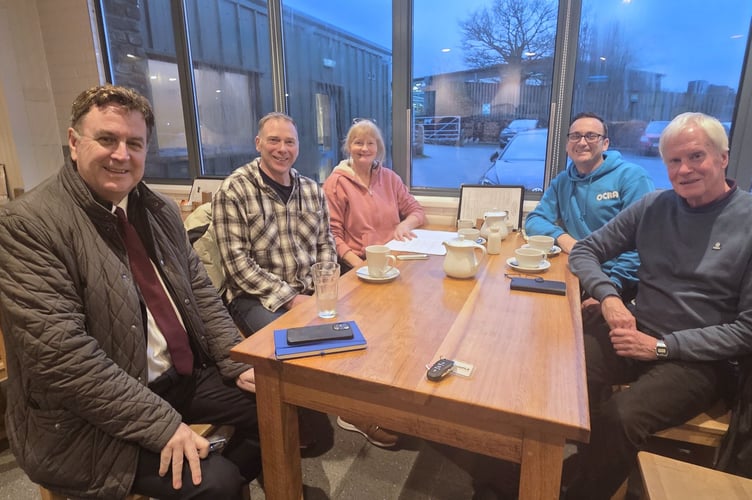 Okehampton Hockey Club meeting with Mel, Chris, Annie, Ian and John