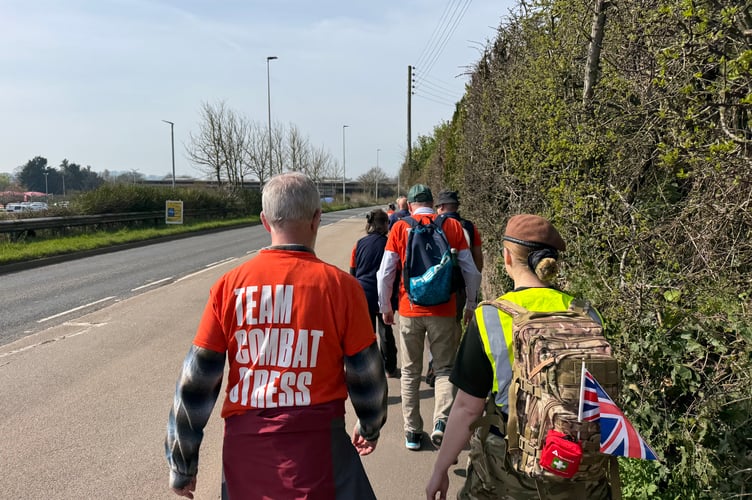Off they go, the Combat Stress walkers head into Crediton.  AQ 6650
